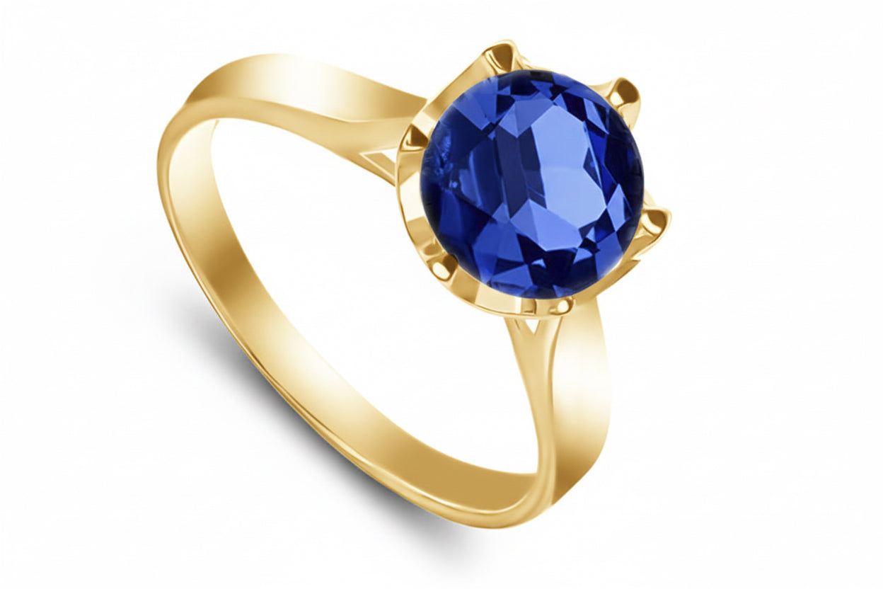 Pierścionek z szafirową cyrkonią 7mm