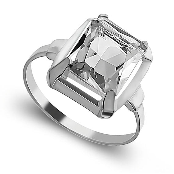 Pierścionek z prostokątną cyrkonią 10x8mm
