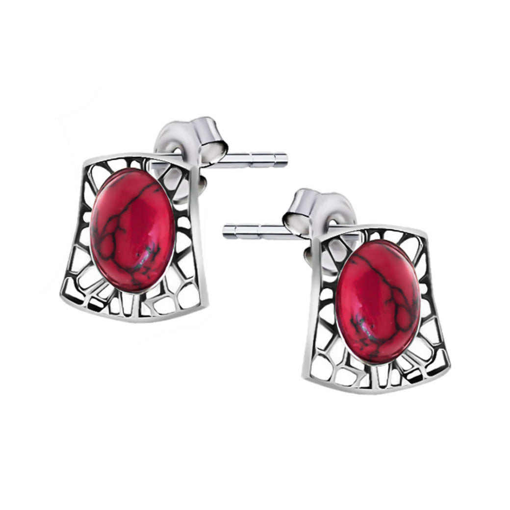 Ażurowe kolczyki w stylu retro z koralem Klasyczna Pola