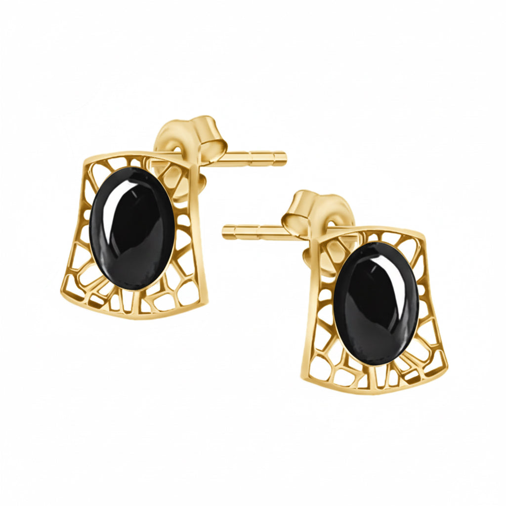 Ażurowe kolczyki w stylu retro z krzemem Klasyczna Pola srebro pozłacane