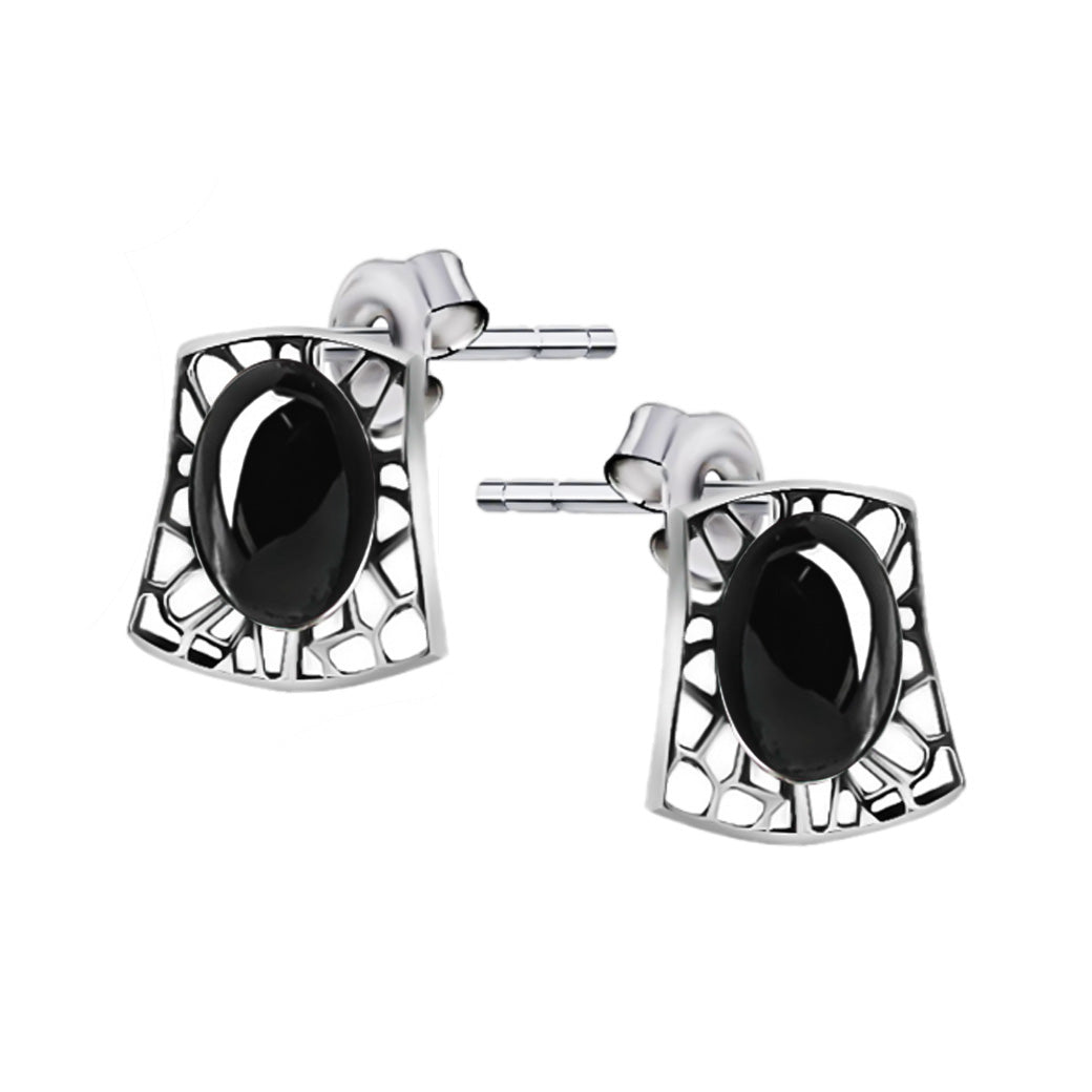 Ażurowe kolczyki w stylu retro z onyksem Klasyczna Pola