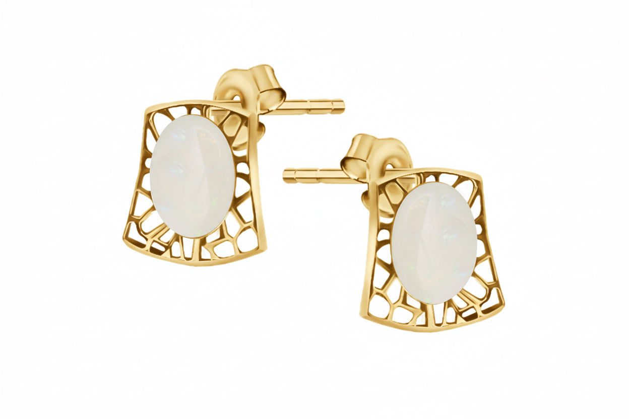 Ażurowe kolczyki w stylu retro z opalami Klasyczna Pola srebro pozłacane