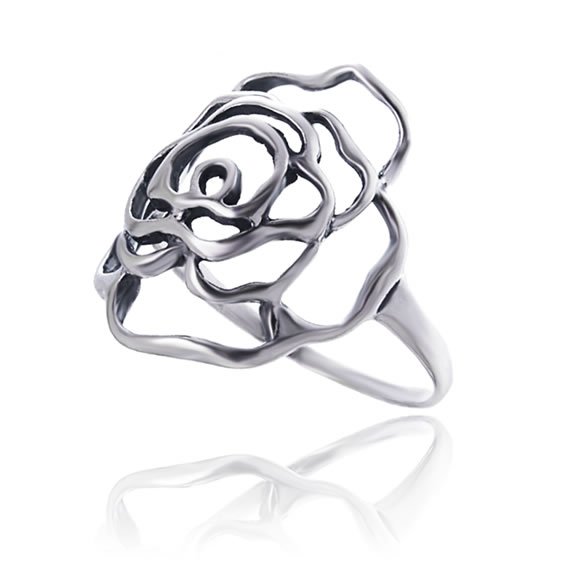 Pierścionek kwiat ażurowy