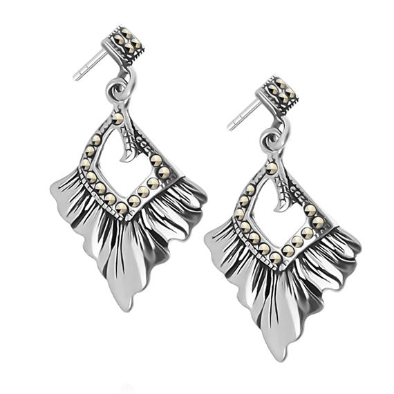 Kolczyki wiszące boho z markazytami