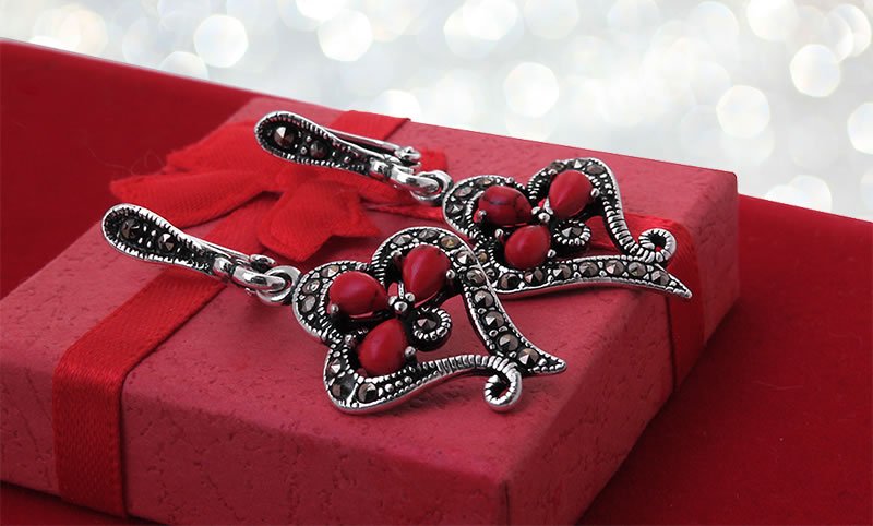 Kolczyki z markazytami i koralami