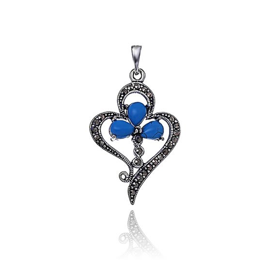 Wisiorek z markazytami i turkusami