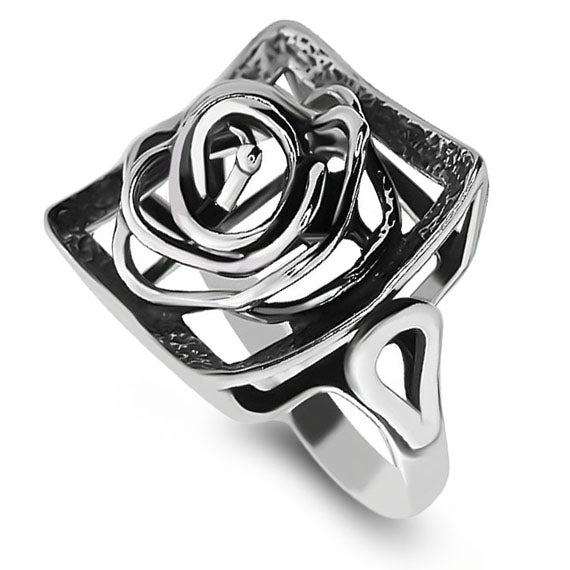 Pierścionek ażurowa róża