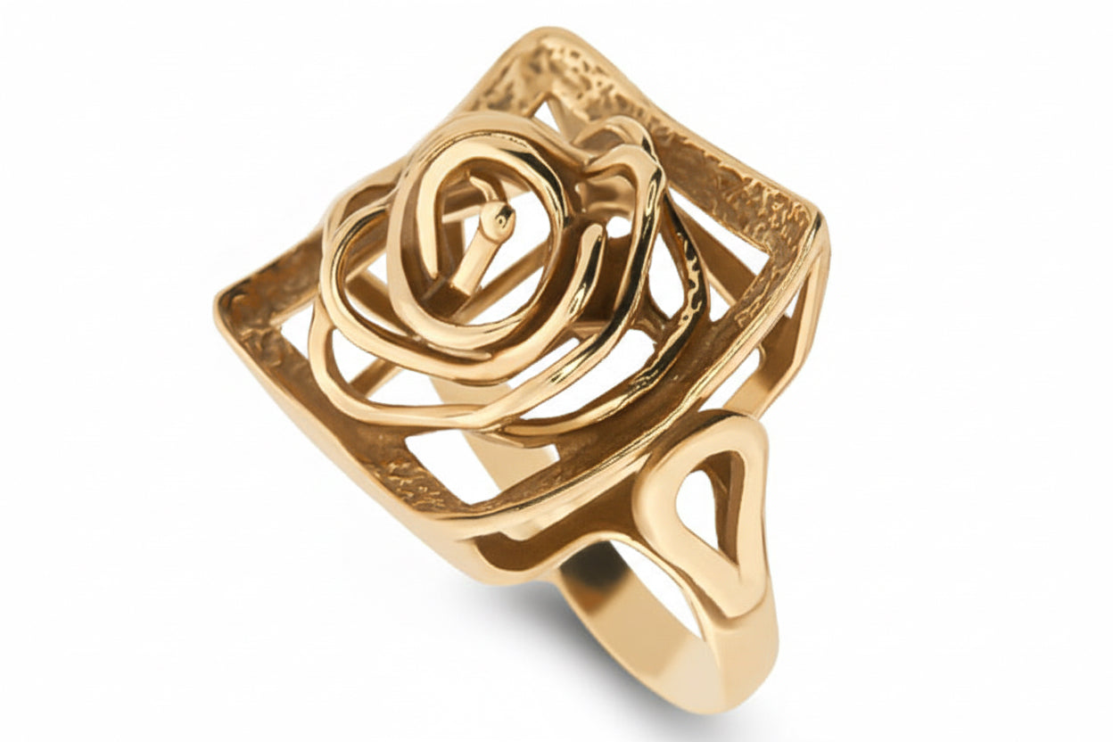 Pierścionek ażurowa róża