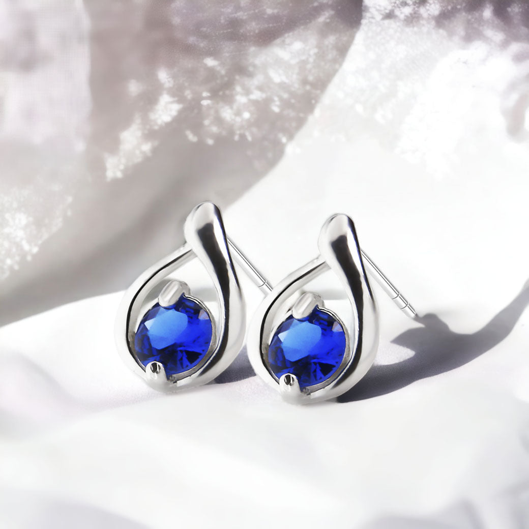 Kolczyki krople z szafirową cyrkonią