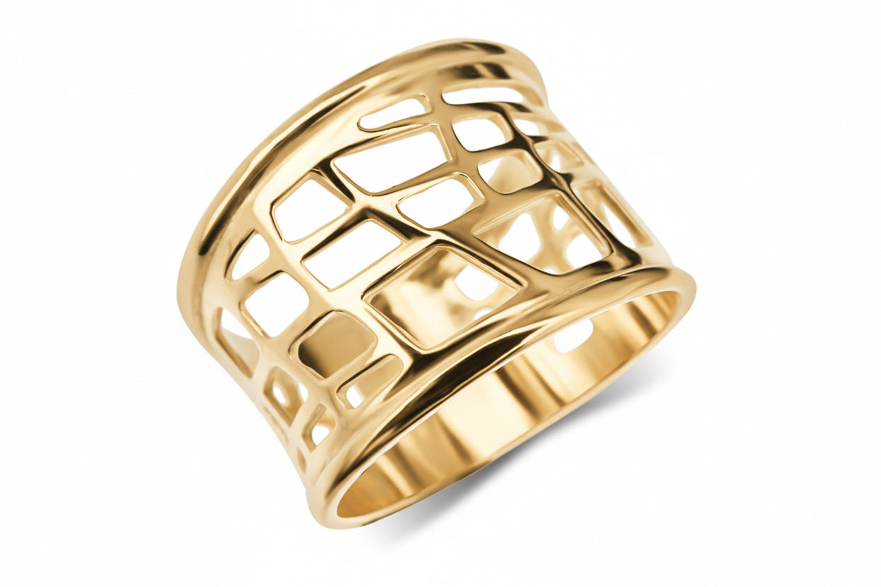 Ażurowy wysoki pierścionek