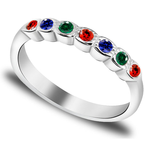 Pierścionek z kolorowymi oczkami