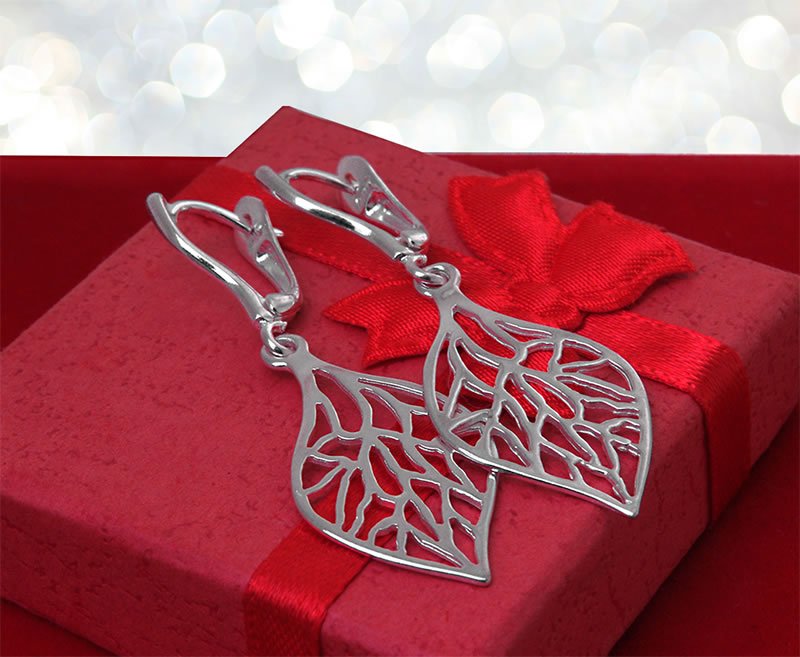 Kolczyki ażurowe listki