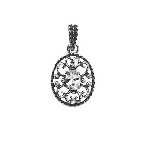 Wisiorek z białą cyrkonią