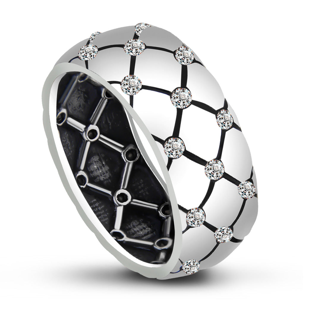 Szeroka obrączka z cyrkoniami