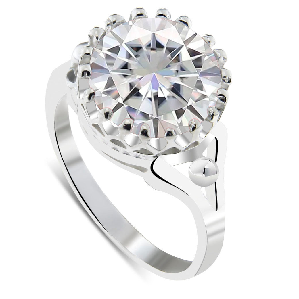 Pierścionek korona z cyrkonią 10mm