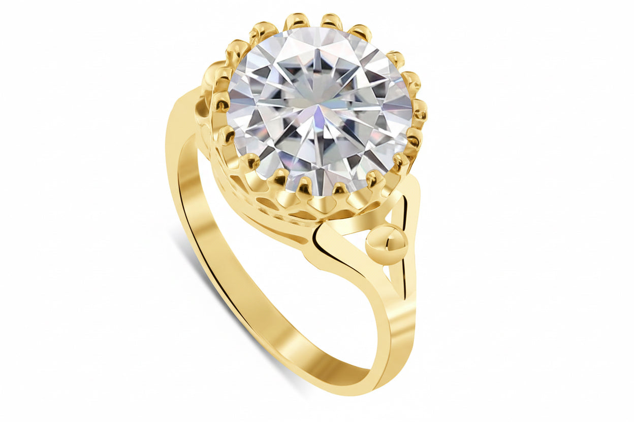 Pierścionek korona z cyrkonią 10mm