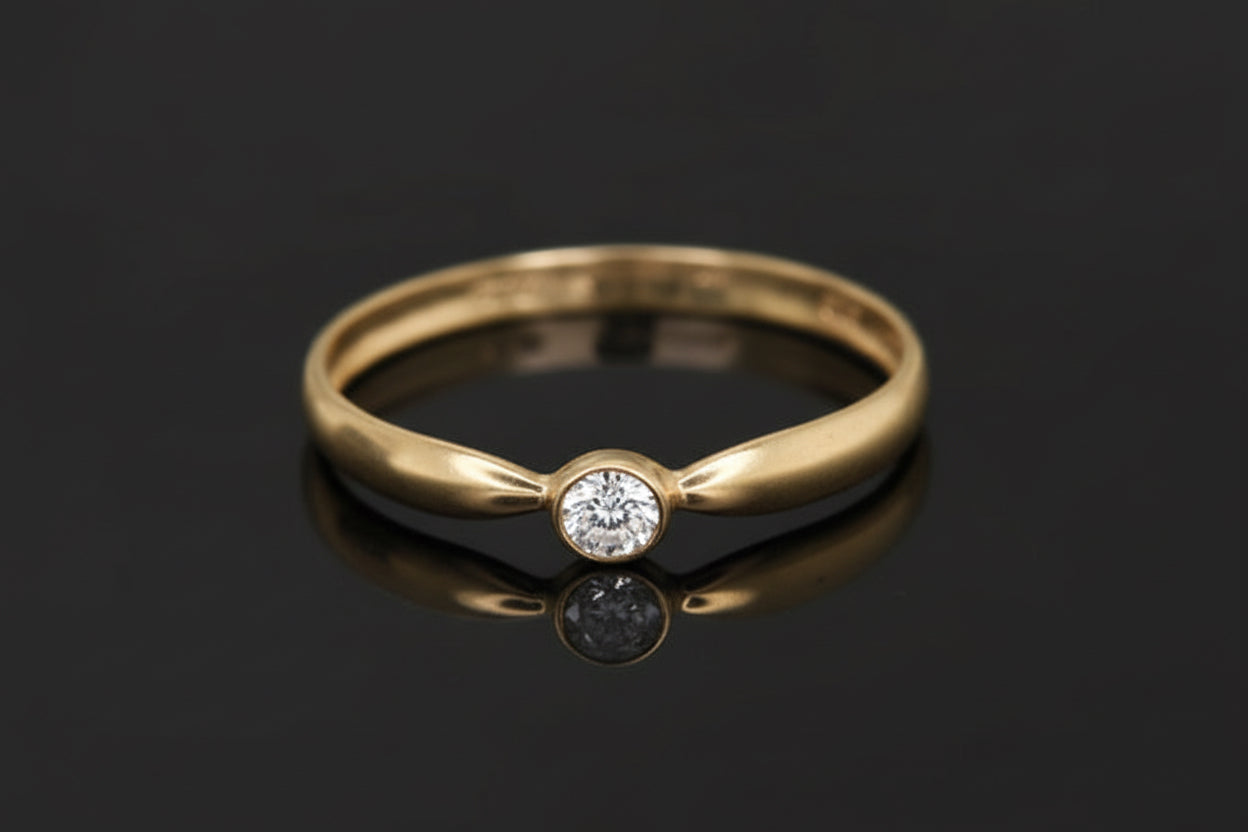 Pierścionek z pojedynczym oczkiem - cyrkonia 3mm