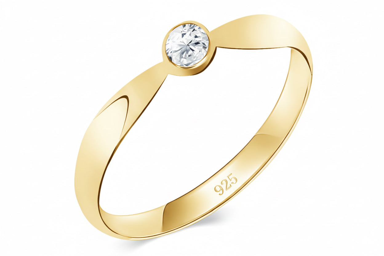 Pierścionek z pojedynczym oczkiem - cyrkonia 3mm