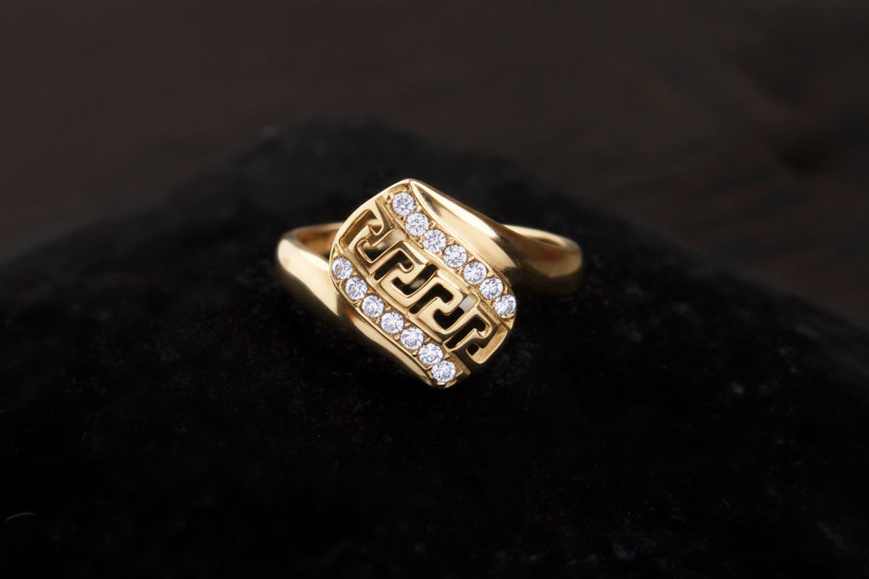 Pierścionek falka - droga grecka srebro pozłacane