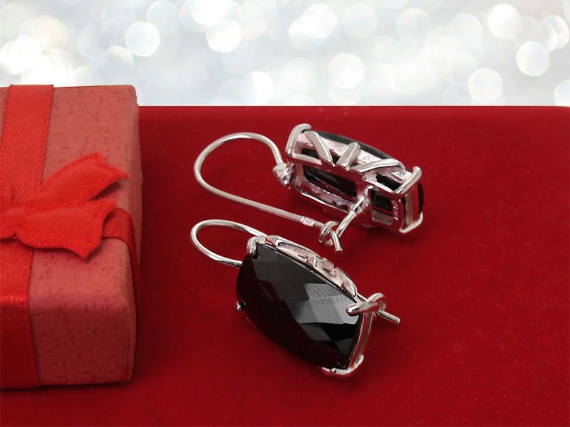 Kolczyki z dużą czarną cyrkonią 20x11mm