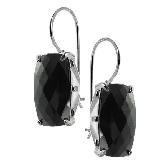 Kolczyki z dużą czarną cyrkonią 20x11mm