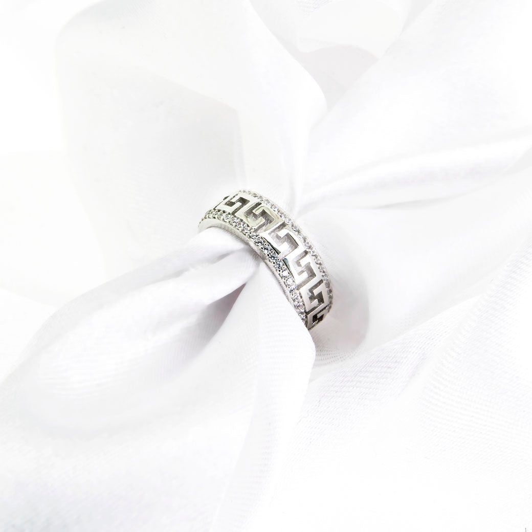 Obrączka droga grecka z cyrkoniami