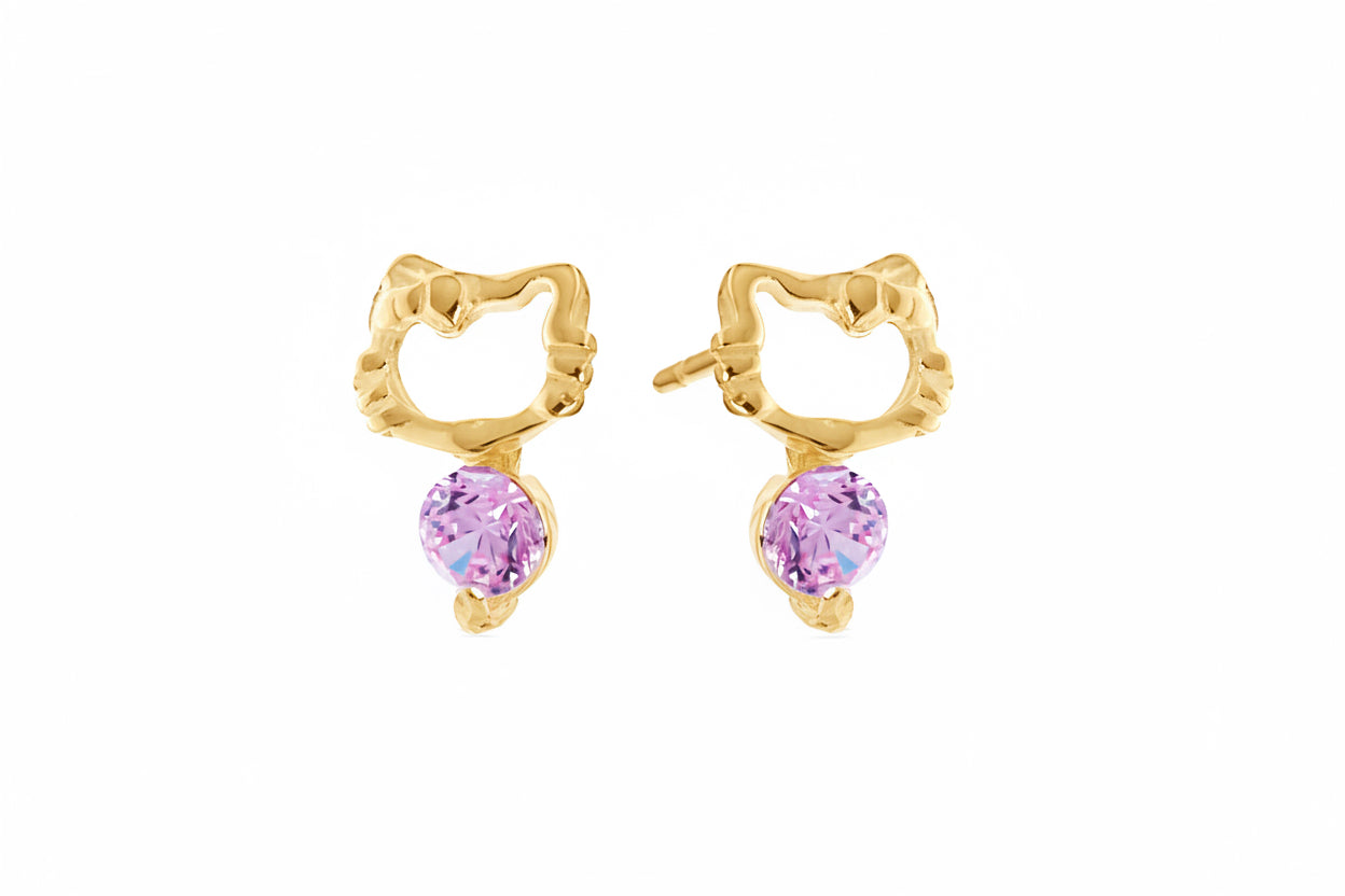 Kolczyki Hello Kitty sztyfty srebro pozłacane