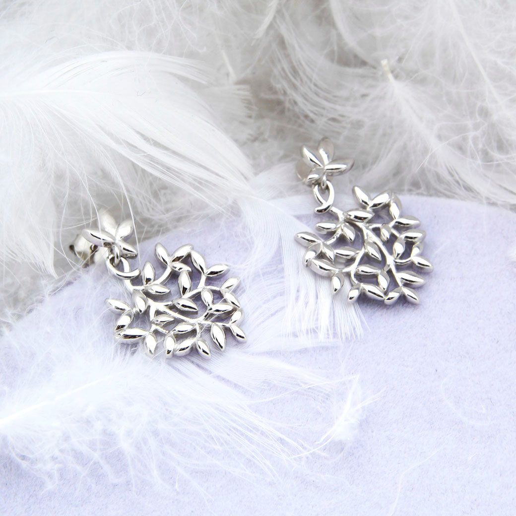 Kolczyki wiszące liście ażurowe