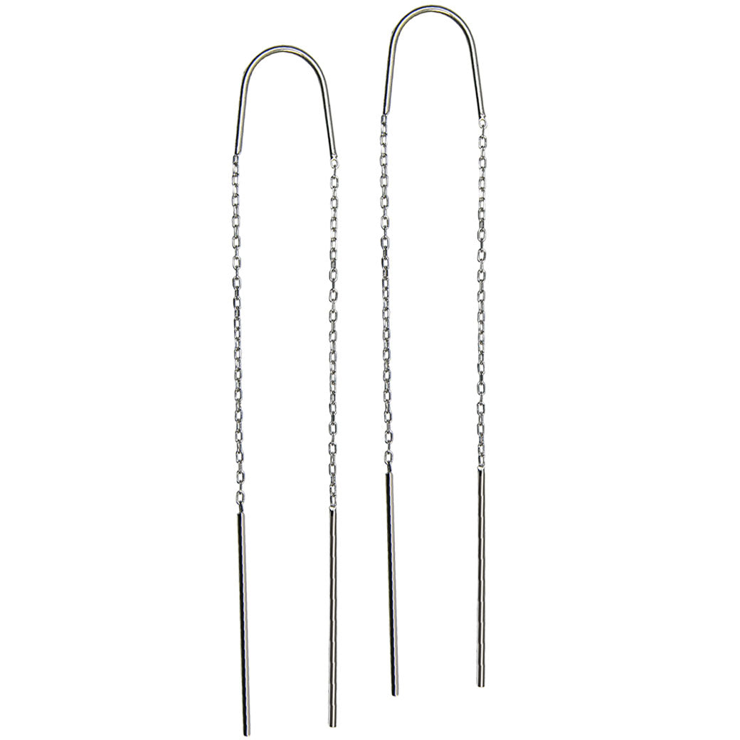 Kolczyki przekładane podwójne łańcuszki