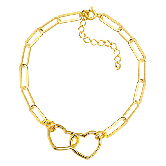 Bransoletka z szerokimi ogniwami podwójne serca