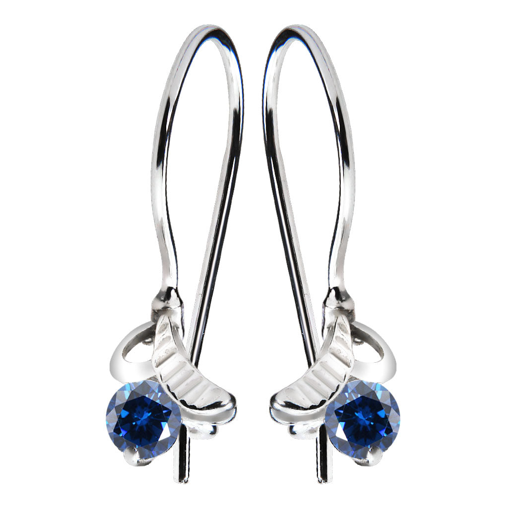 Kolczyki - liść nad szafirową cyrkonią