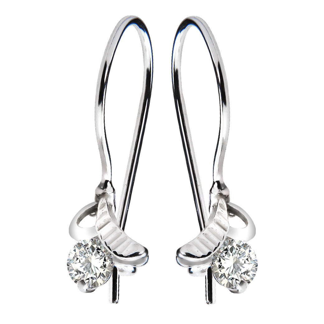 Kolczyki - liść nad białą cyrkonią