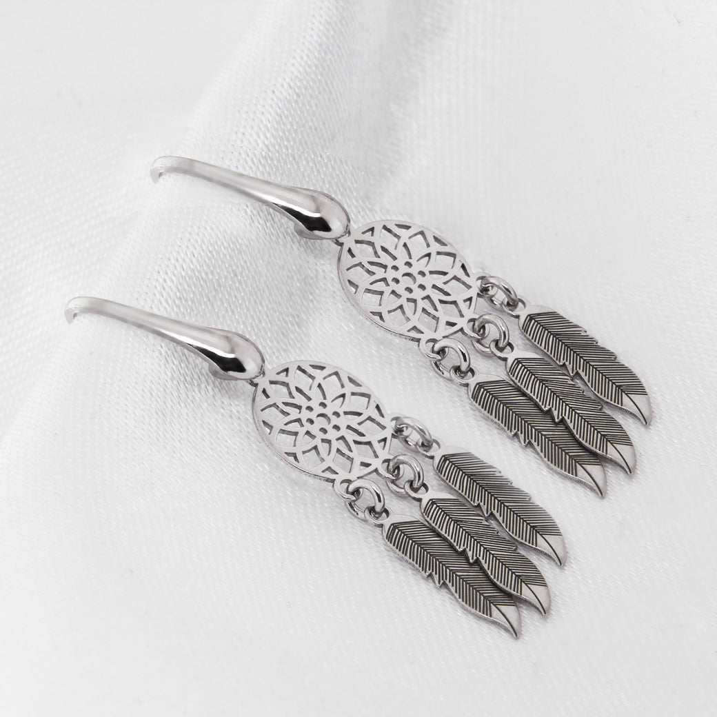 Kolczyki łapacze snów z piórkami