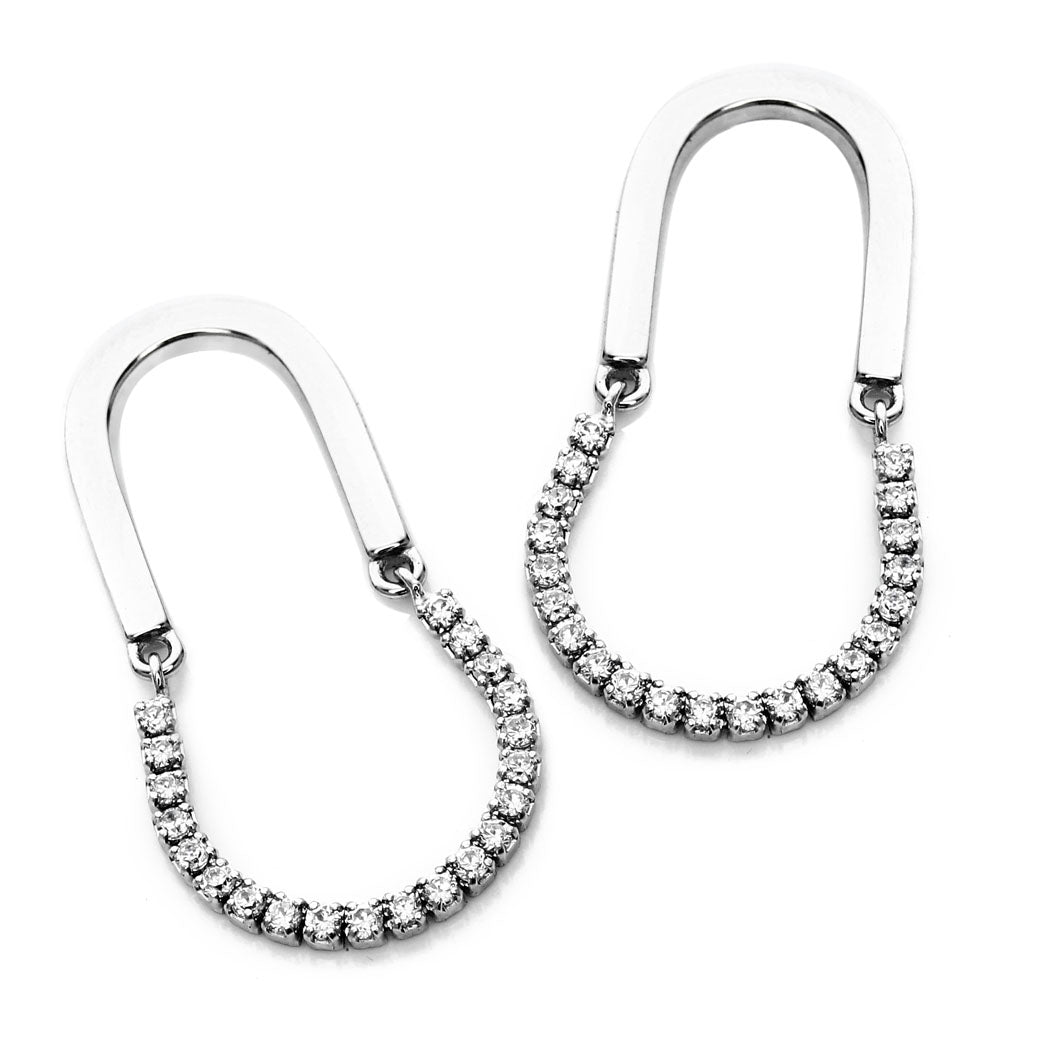 Kolczyki elipsy z łańcuszkiem