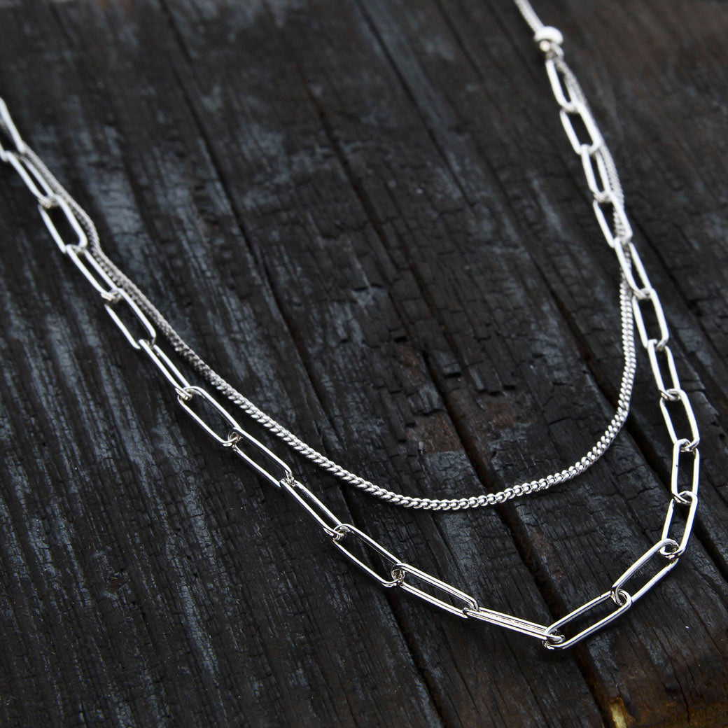 Naszyjnik podwójny - pancerka szerokie ogniwa