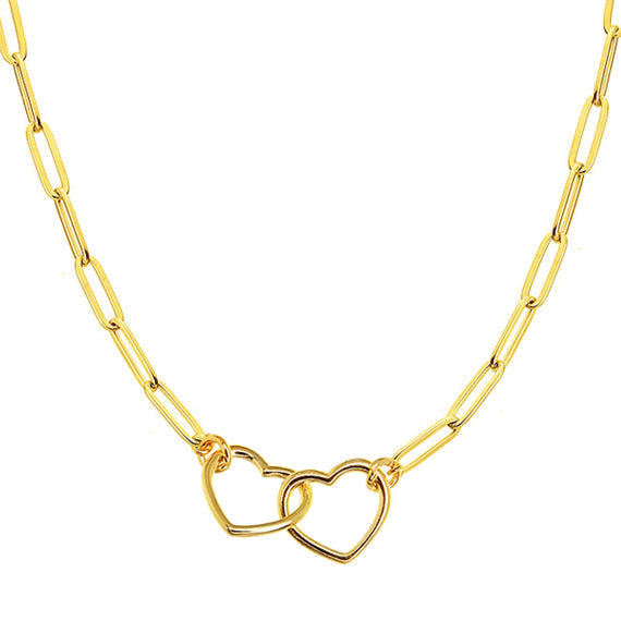Naszyjnik z szerokimi ogniwami z sercami