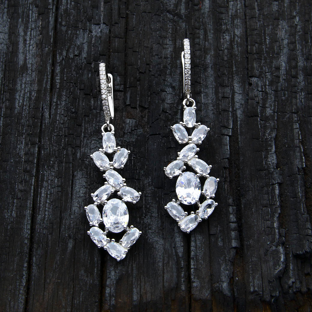 Kolczyki wiszące z cyrkoniami Frosty Roses