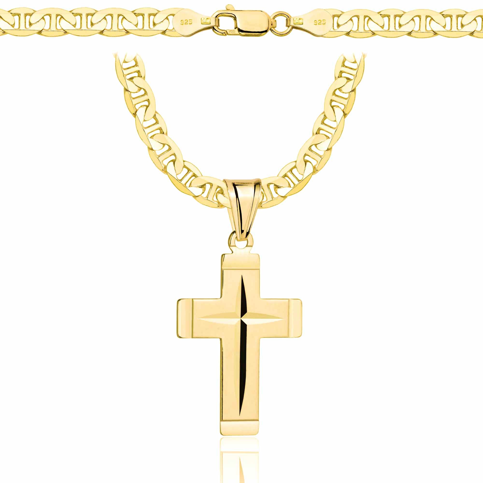 Łańcuszek pozłacany srebrny z krzyżykiem gucci 5,5mm pr. 925