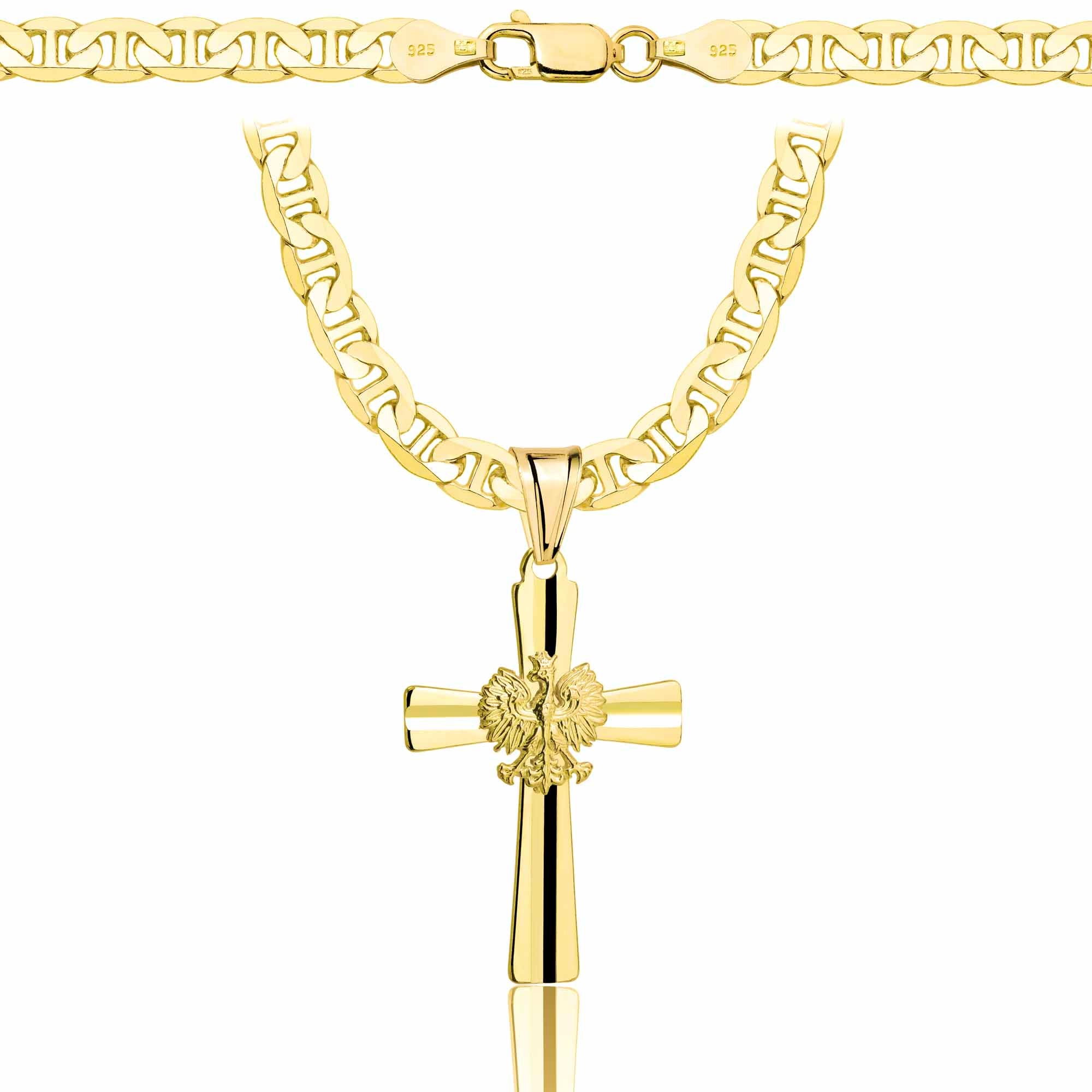 Łańcuszek pozłacany srebrny z krzyżykiem gucci 5,5mm pr. 925