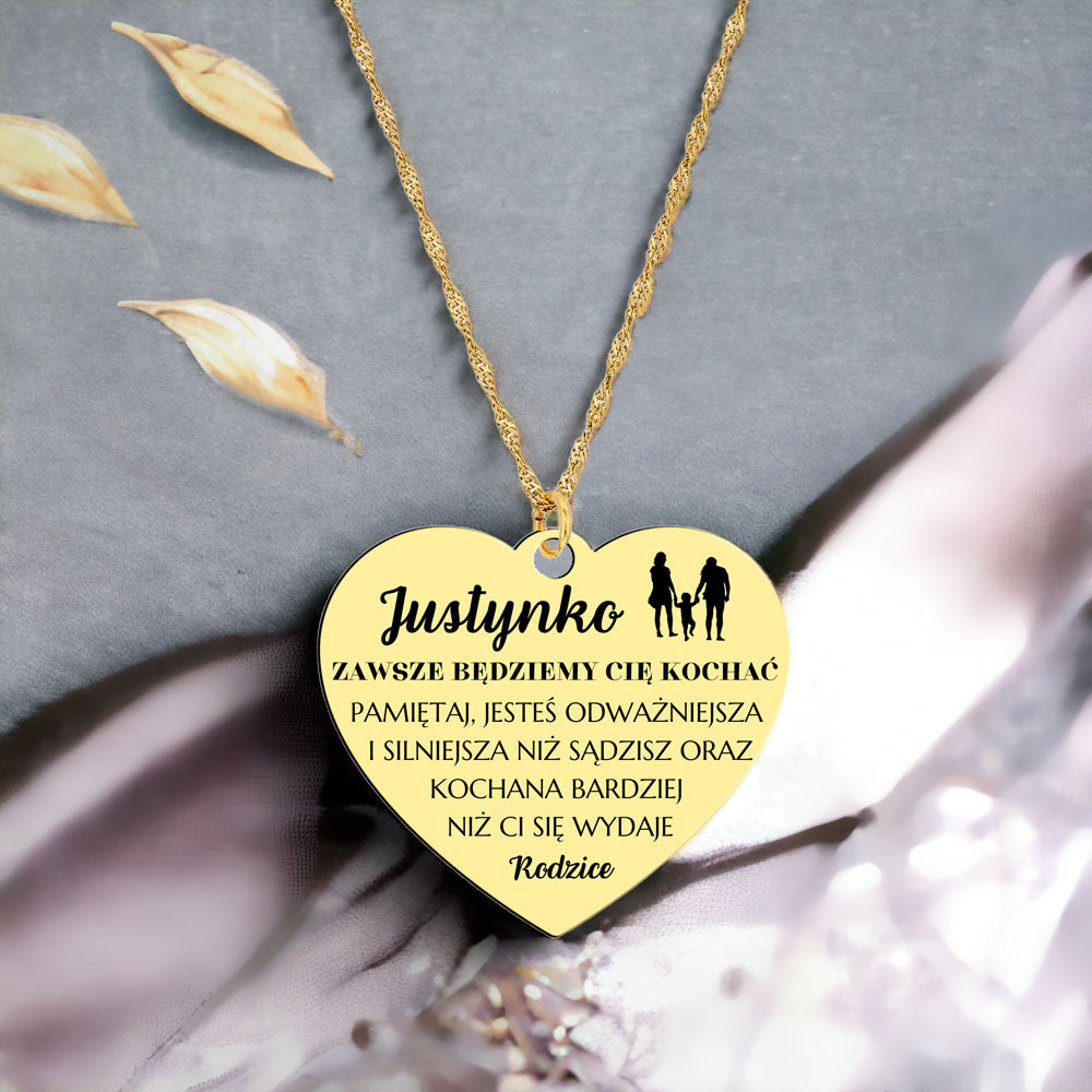 Naszyjnik złocony - Zawsze będziemy Cię kochać