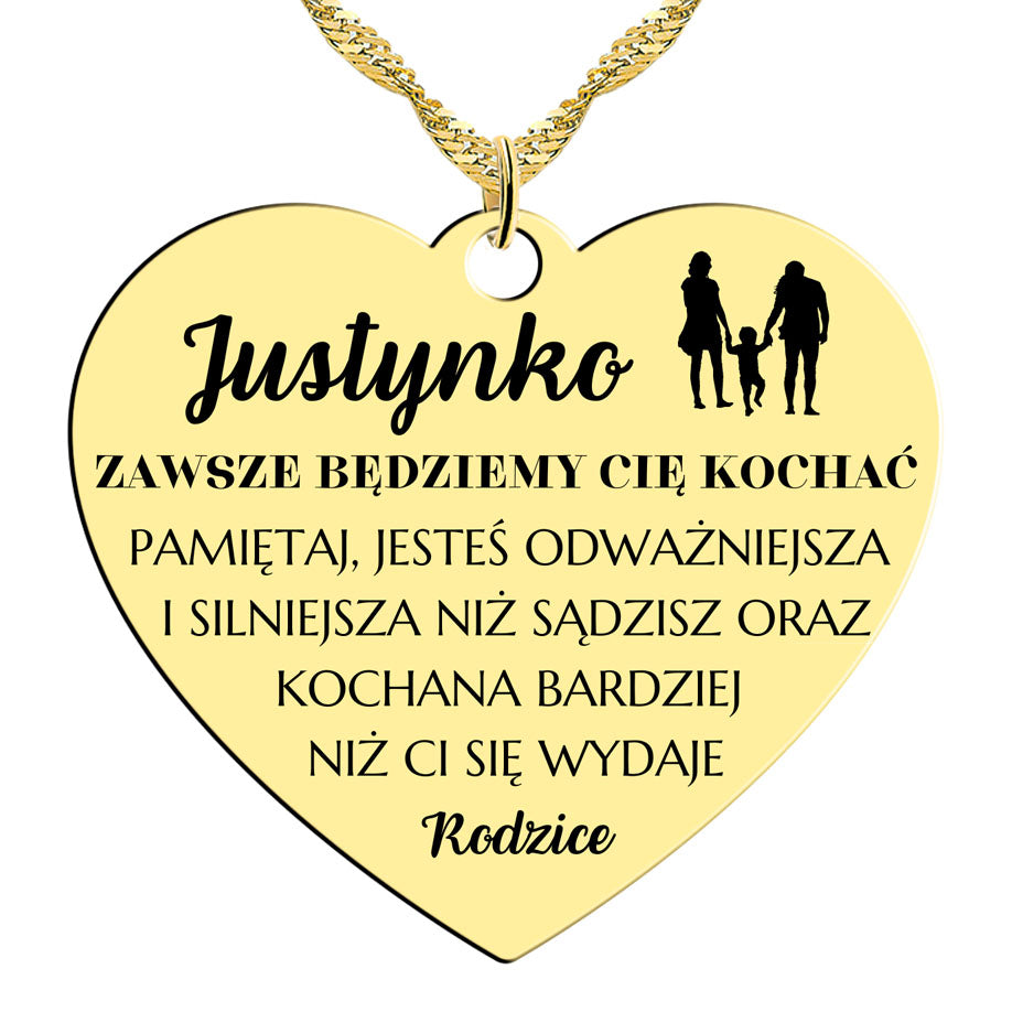 Naszyjnik złocony - Zawsze będziemy Cię kochać
