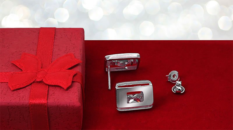 Prostokątne kolczyki z cyrkonią 7x5mm