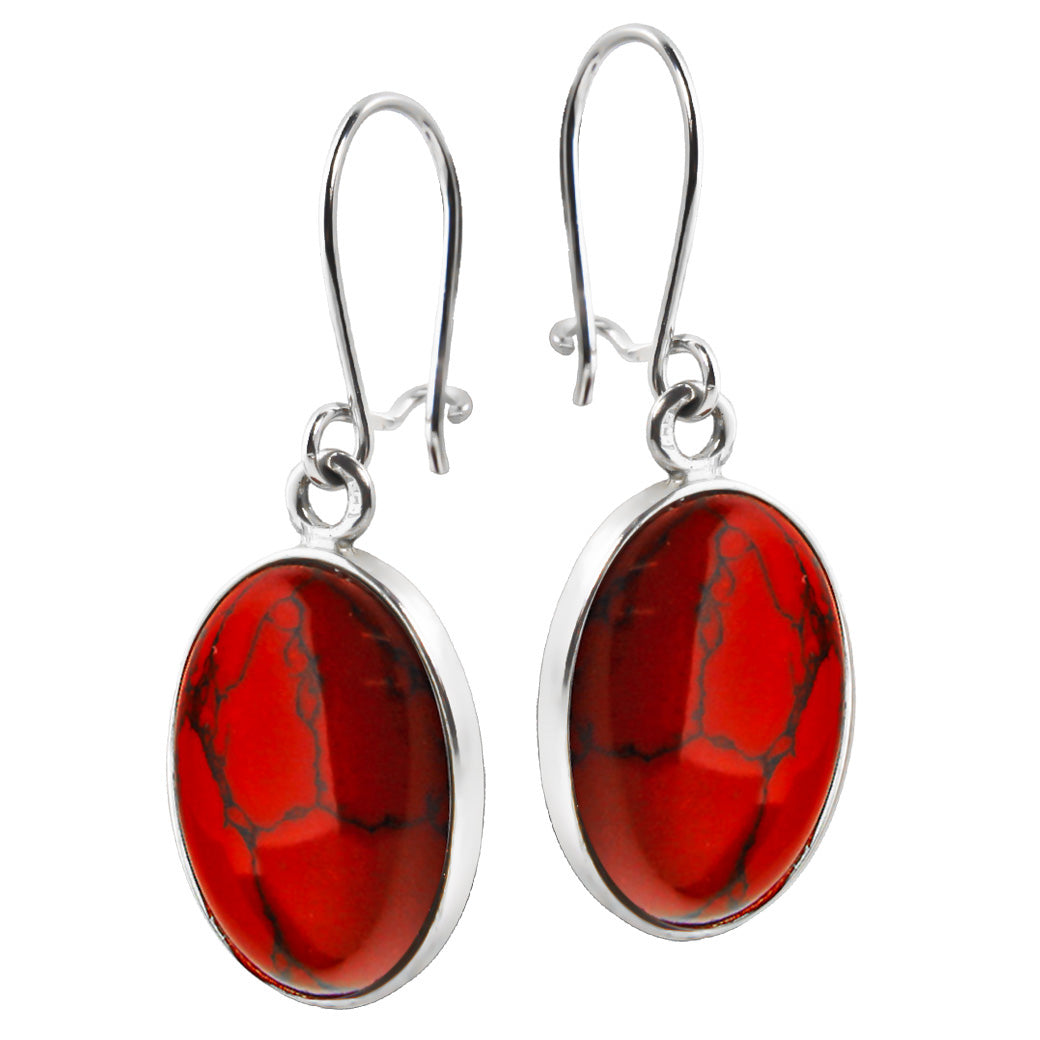 Wiszące kolczyki z koralem 18x12mm Elegancka Alicja