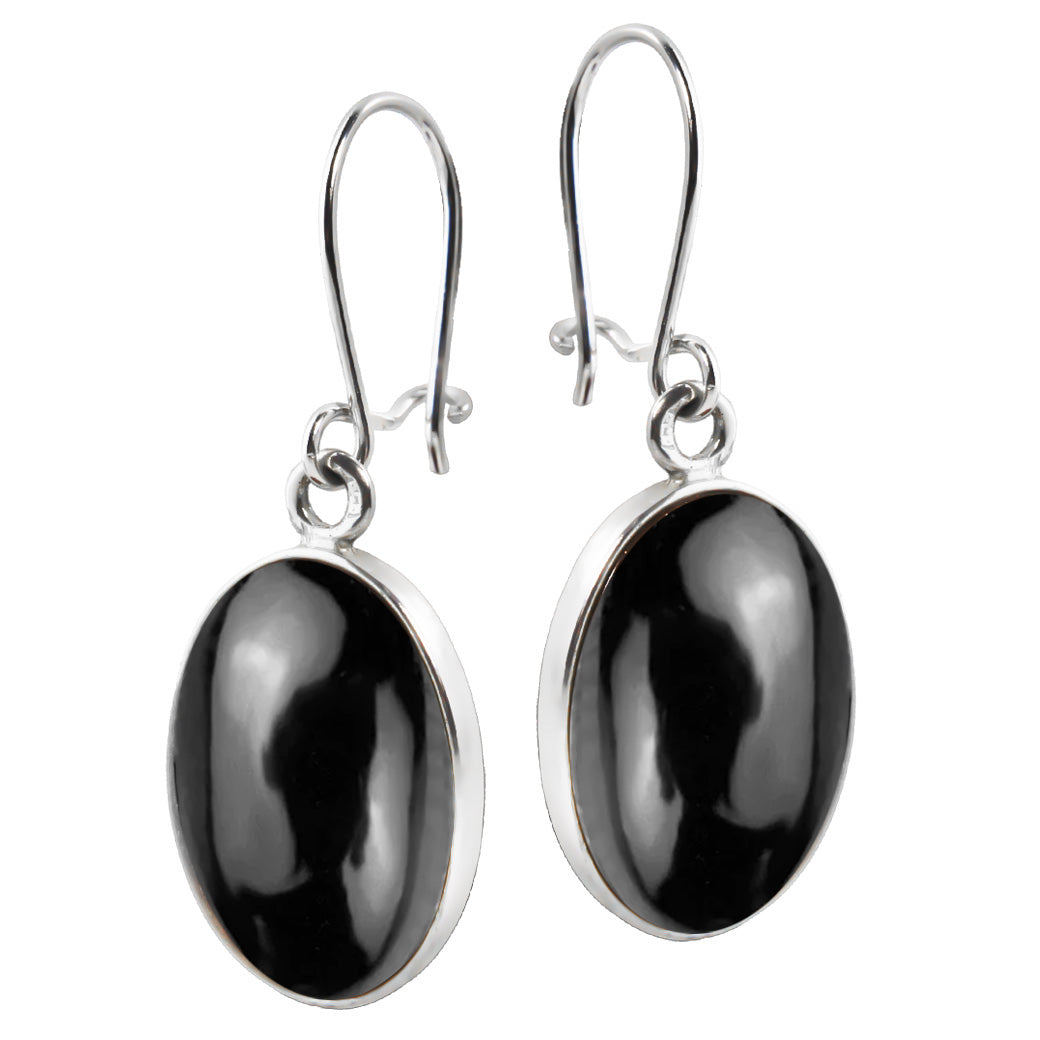 Wiszące kolczyki z onyksem 18x12mm Elegancka Alicja