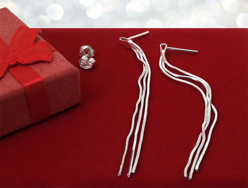 Kolczyki potrójne łańcuszki 7 cm