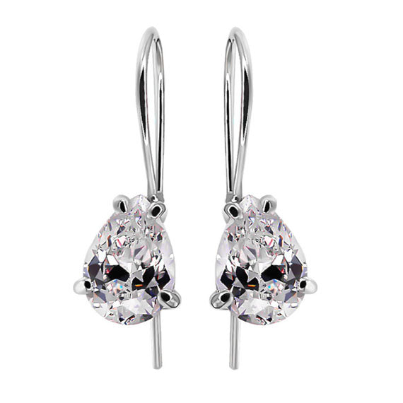 Kolczyki z białą cyrkonią łezką 10mm