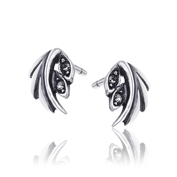 Kolczyki listki z cyrkoniami