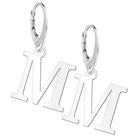 Kolczyki literki zamek angielski litera M