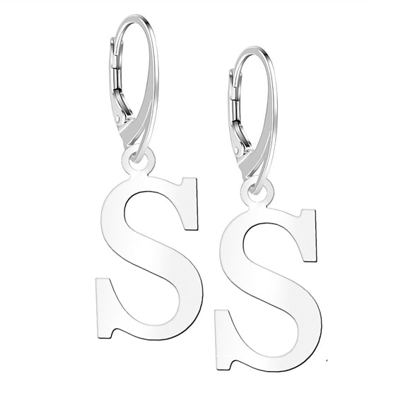 Kolczyki literki zamek angielski litera S