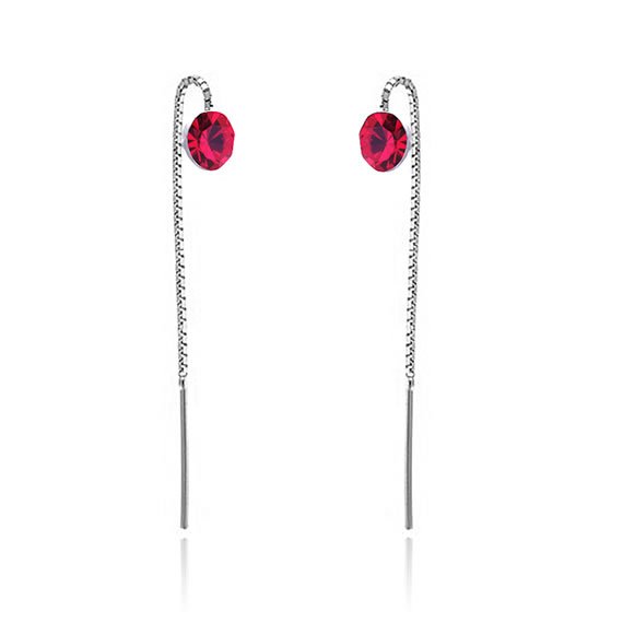 Kolczyki przekładane okrągła cyrkonia 6mm czerwone